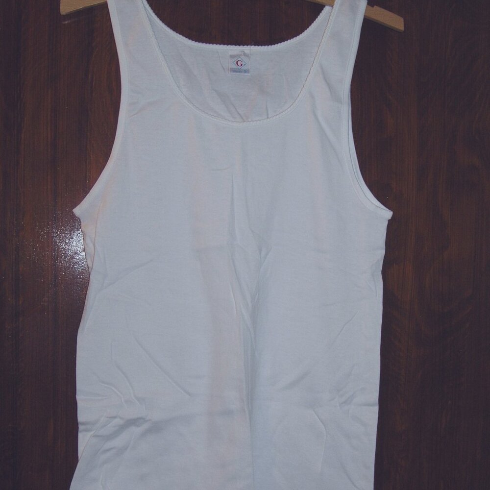 Womens Stretch Sleeveless CAMISOLE TANK TOP White Sz 5 EU Large US 25" L Italy I